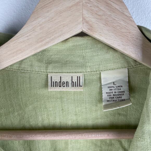 y2k Green Linen Shacket Button Up Jacket - Size L - Picture 4 of 7